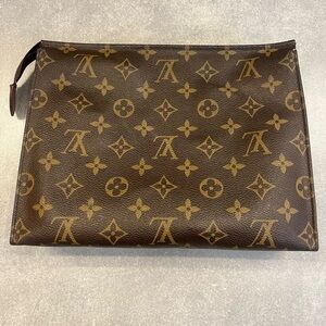 Louis Vuitton Brown Cosmetic Case with Gold Zipper